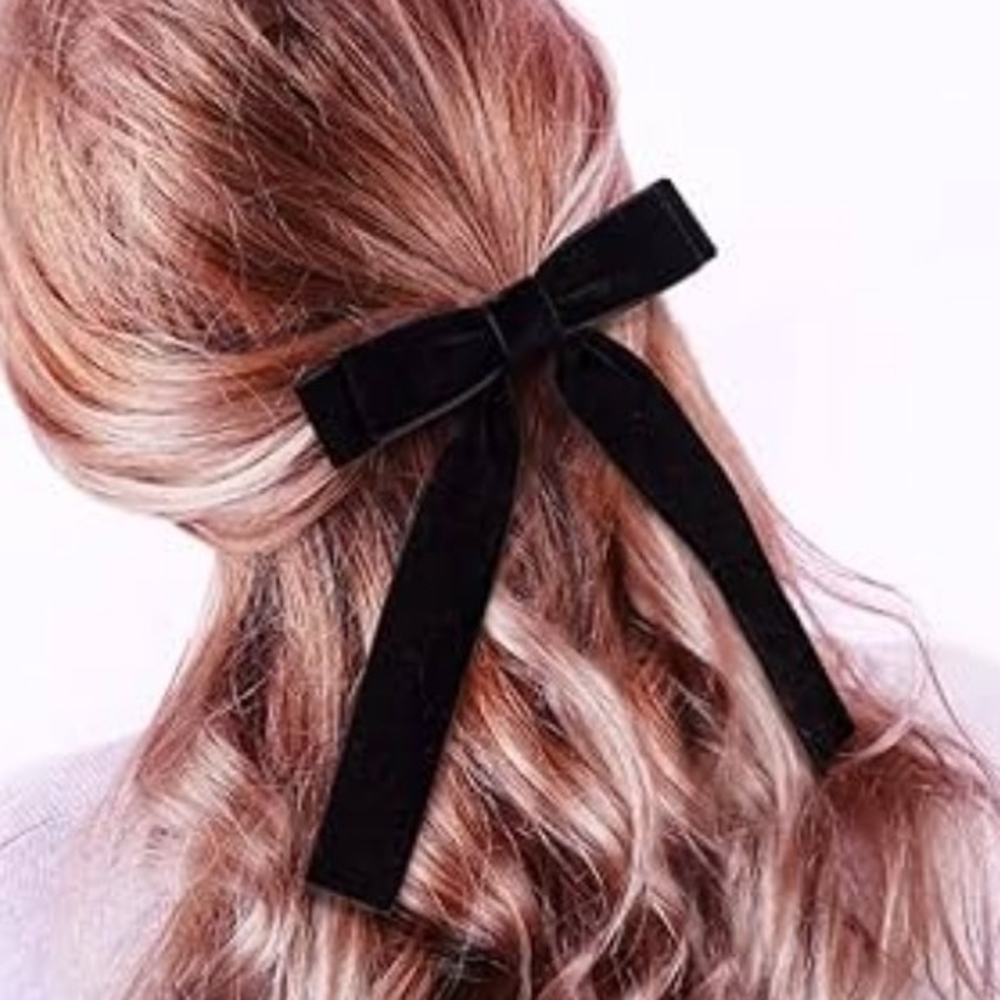 Chic Black Velvet Hair Bow for Kids